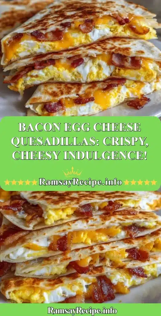 Bacon egg cheese quesadillas with crispy edges and melted cheese on a plate.