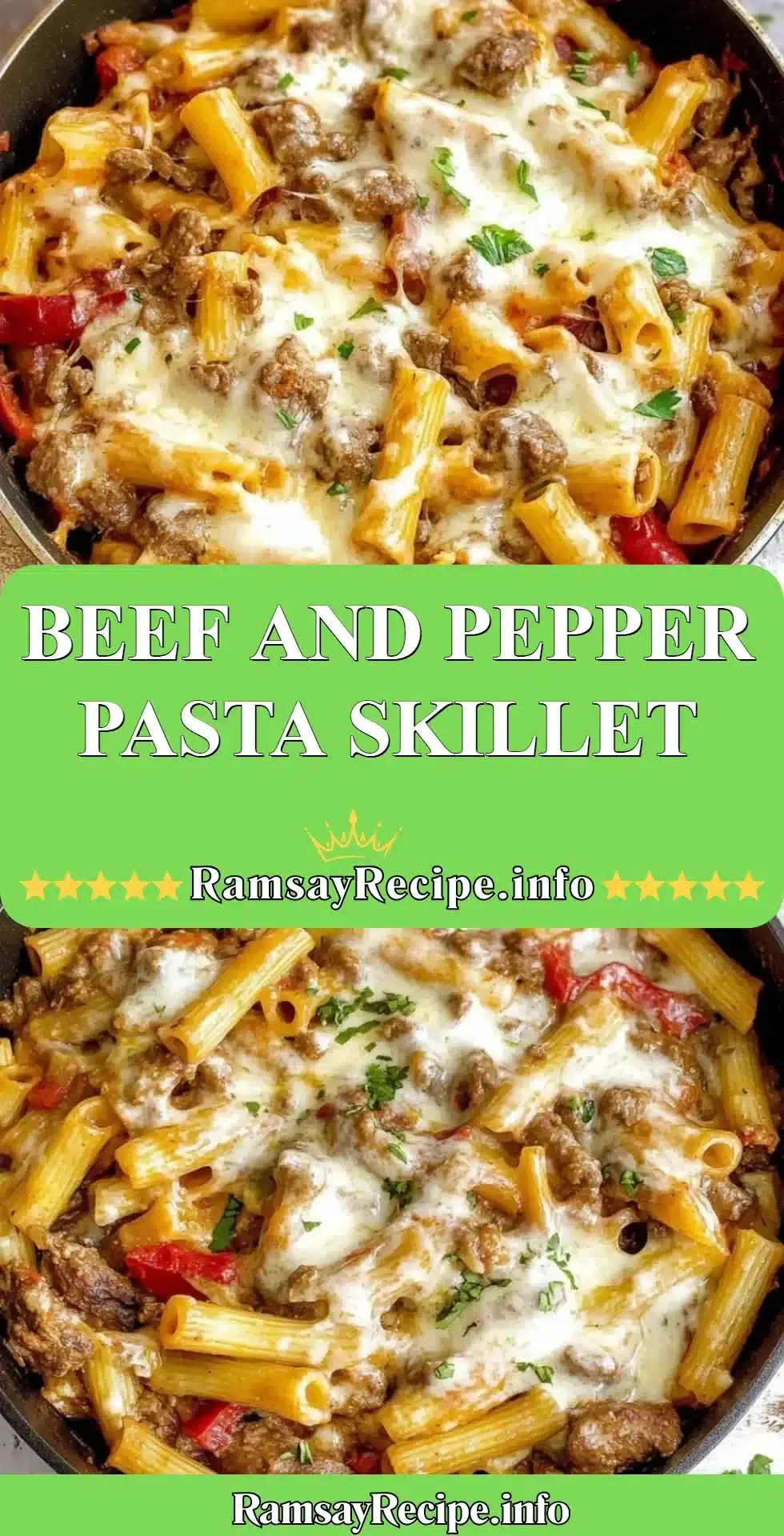 Beef Pasta Skillet with peppers and herbs