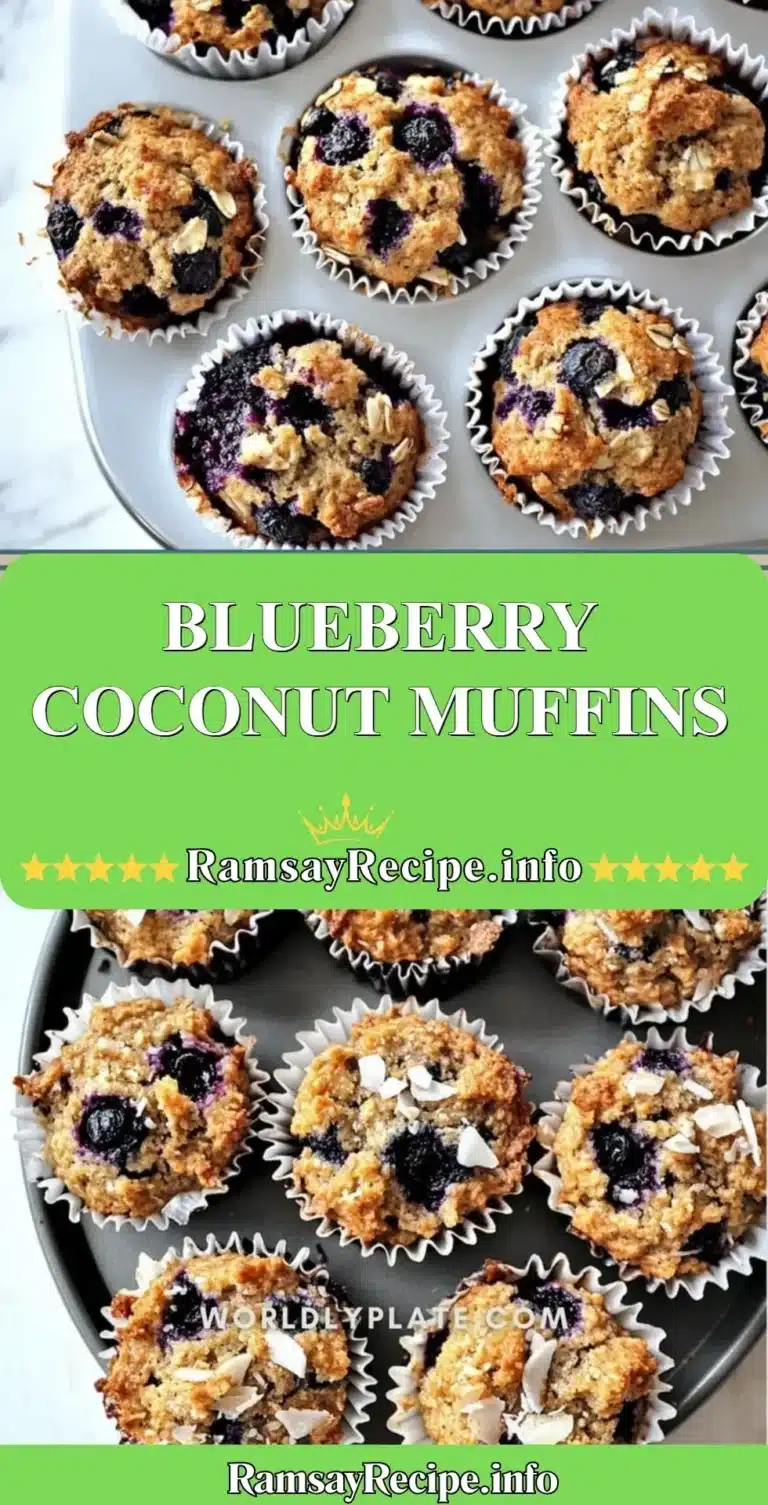 Delicious blueberry coconut muffins with fresh blueberries and coconut flakes