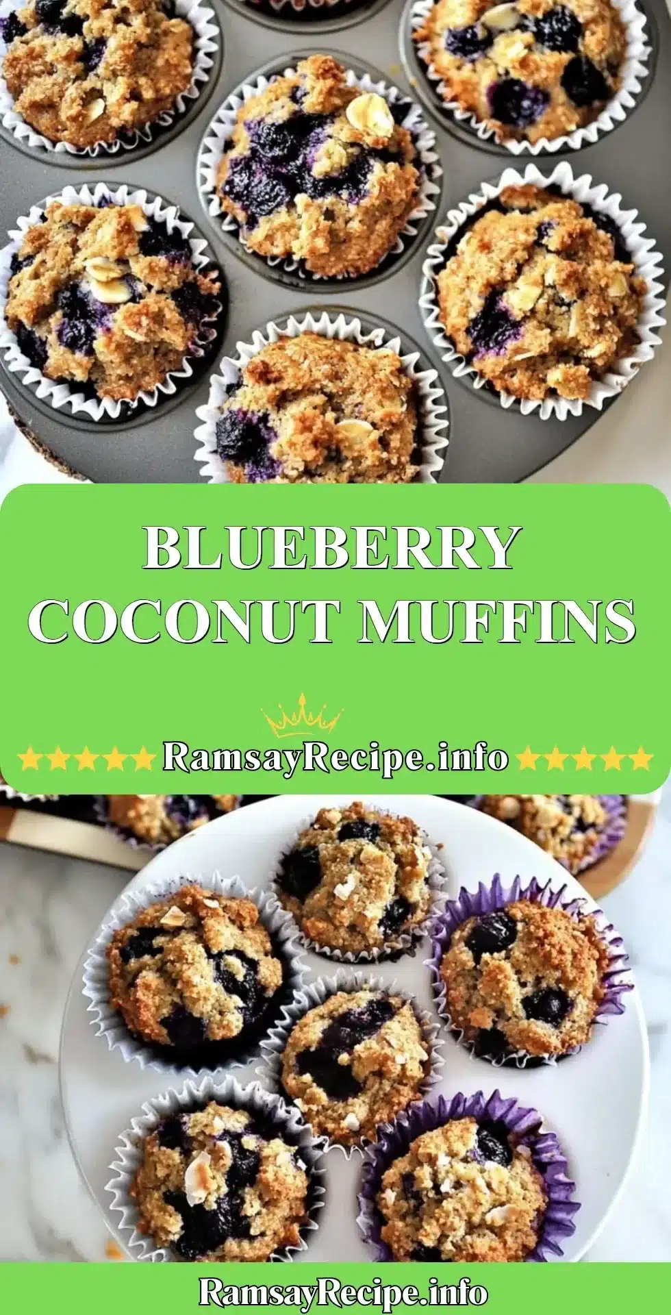 Blueberry coconut muffins fresh out of the oven, ready to enjoy.