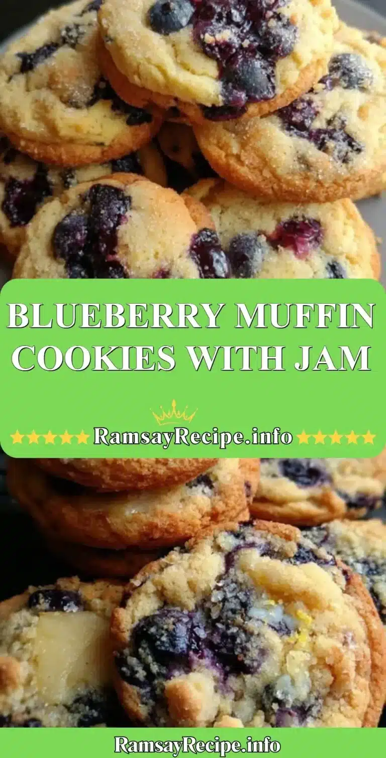 Blueberry muffin cookies with jam on a plate, fresh from the oven.