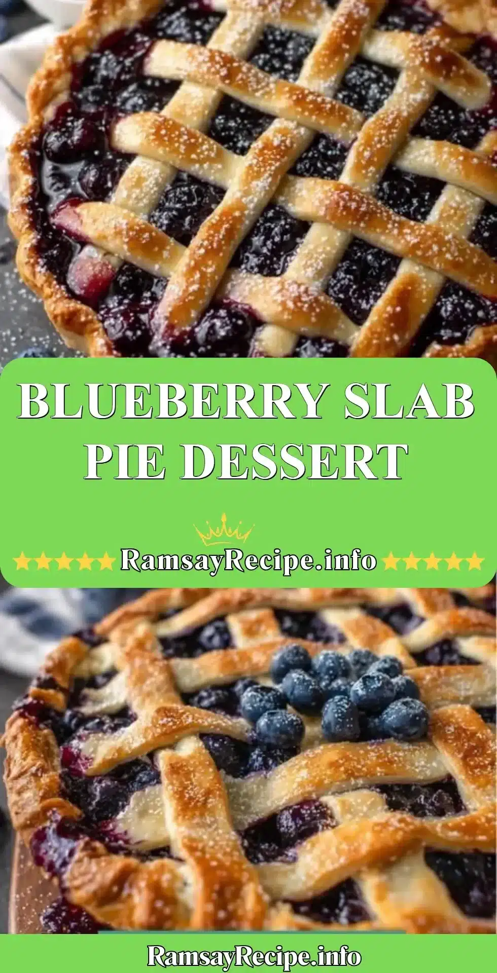 Delicious blueberry slab pie served on a table