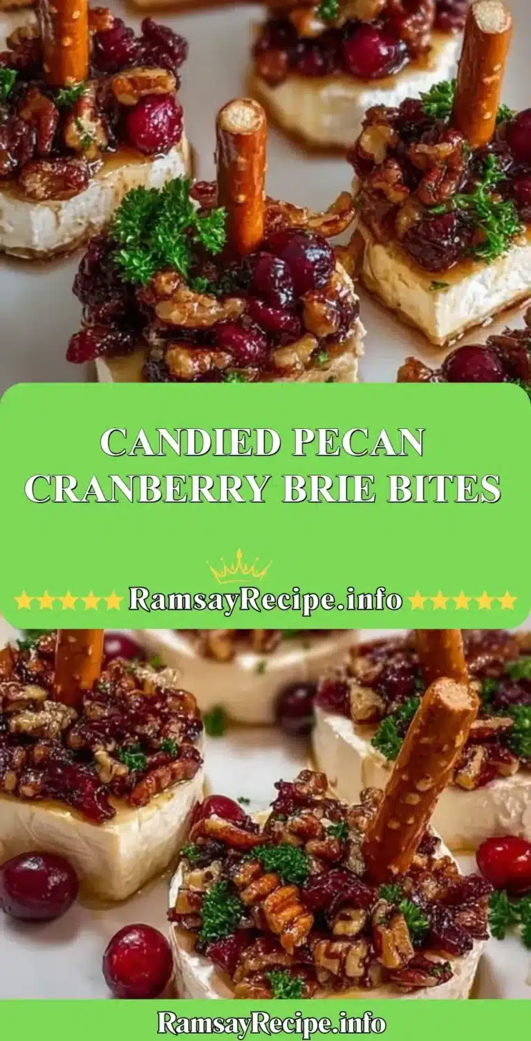 Candied pecan cranberry brie bites appetizer on a serving platter.