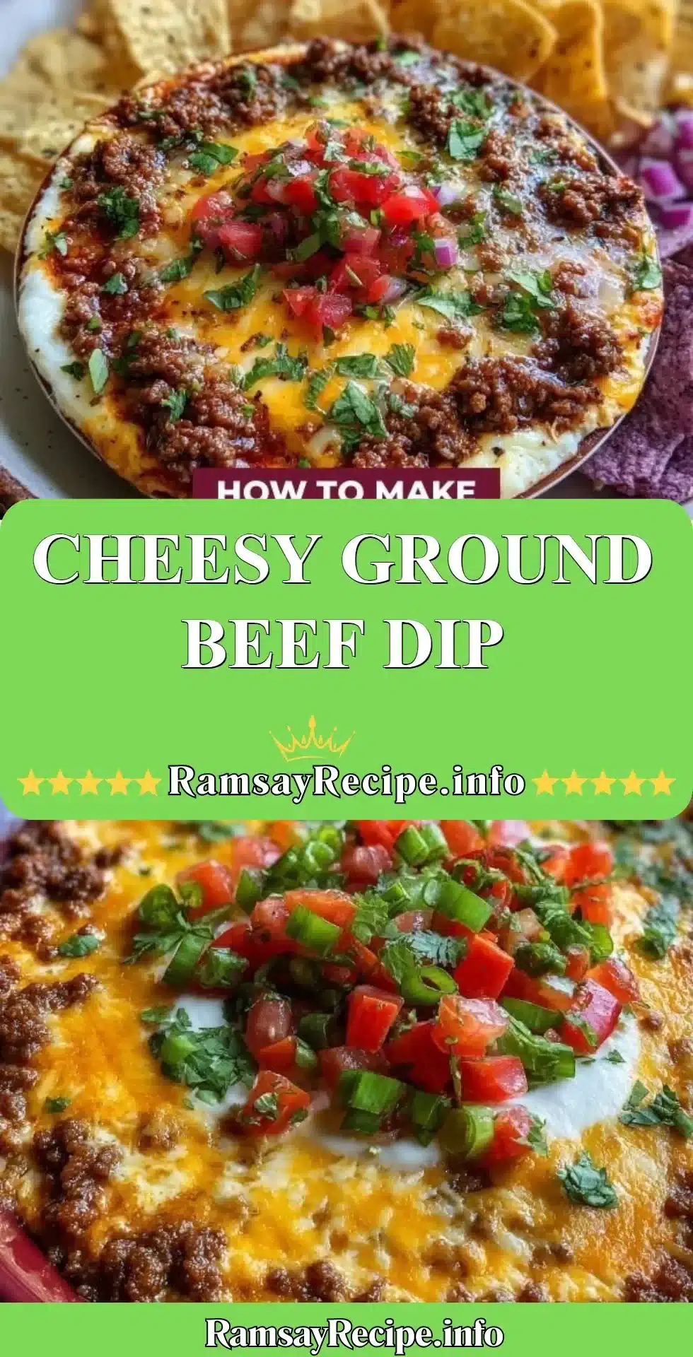 Delicious cheesy ground beef dip served in a bowl