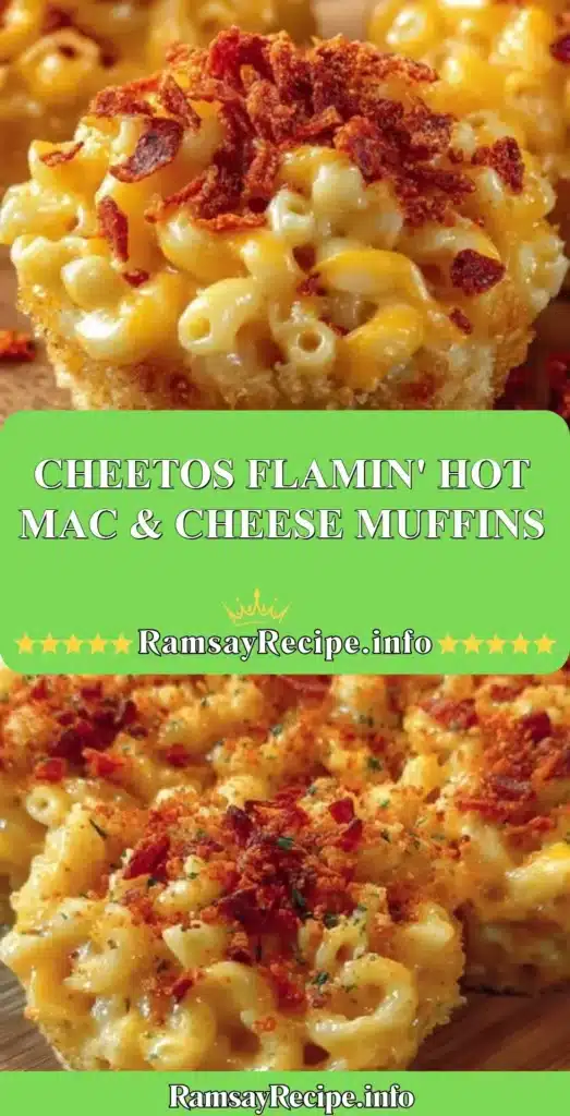 Cheetos Flamin' Hot Mac & Cheese Muffins served in a dish