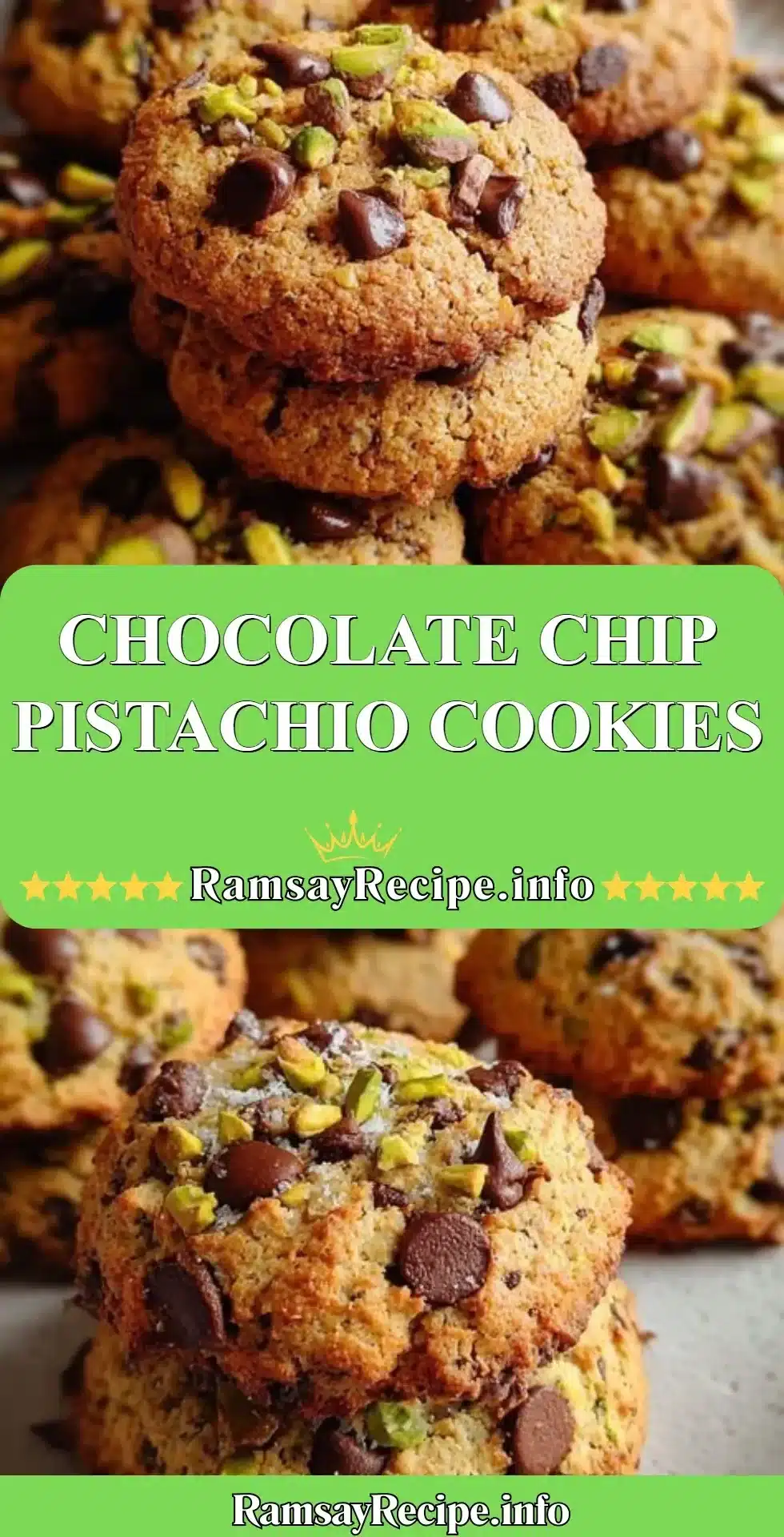 Delicious Chocolate Chip Pistachio Cookies on a plate