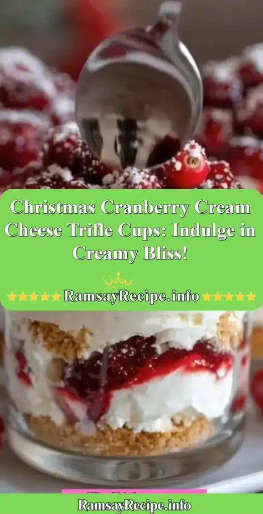 Christmas Cranberry Cream Cheese Trifle Cups - a festive, creamy dessert