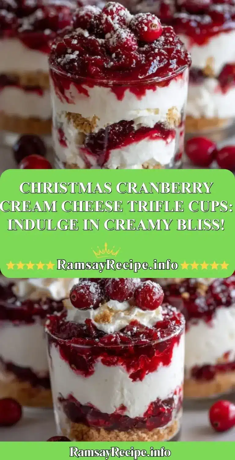 Christmas Cranberry Cream Cheese Trifle Cups layered in a festive serving dish