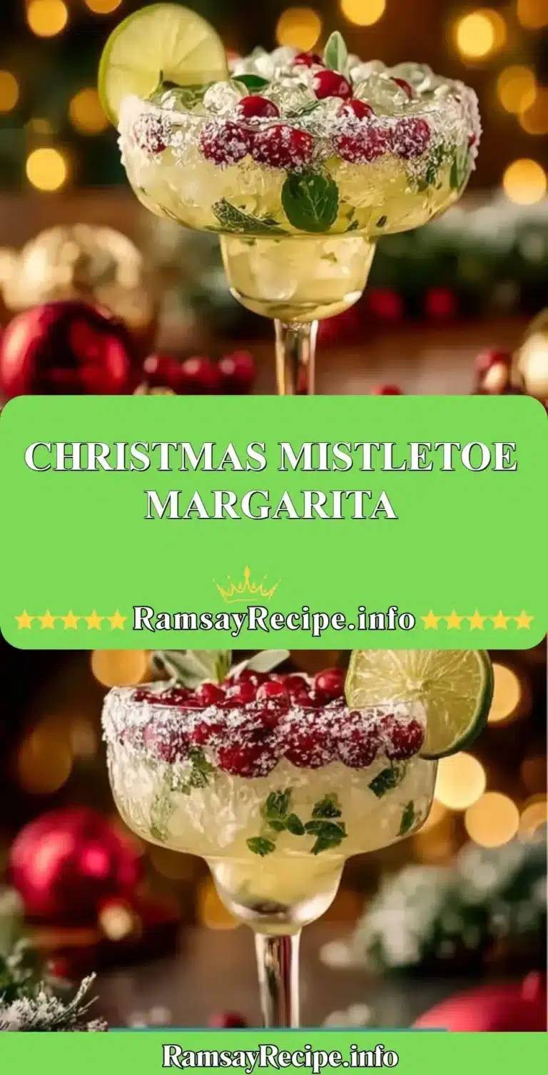 Christmas Mistletoe Margarita cocktail with festive decorations