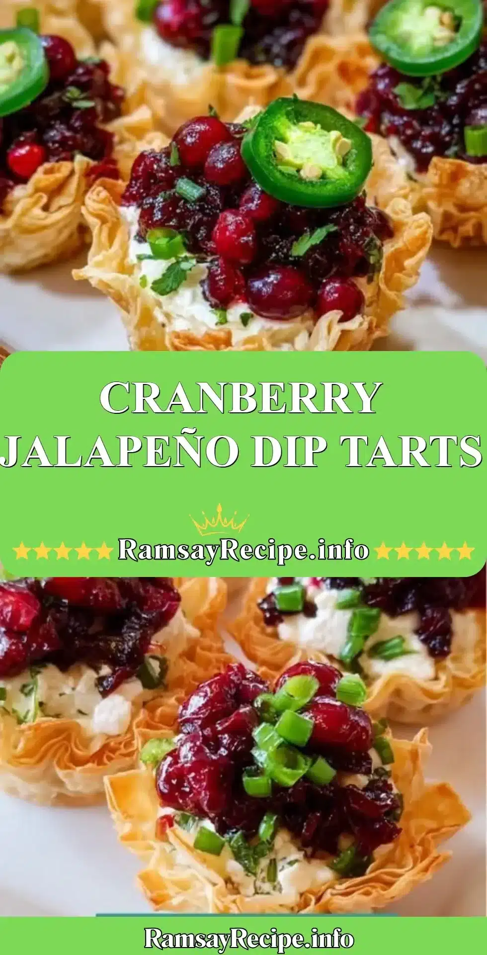 Cranberry Jalapeño Dip Tarts served on a platter