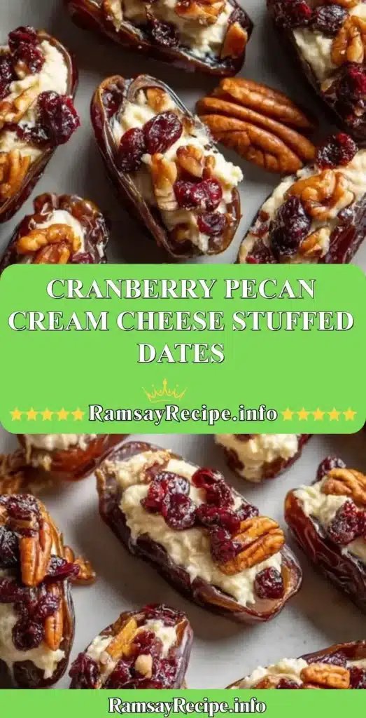 Cranberry pecan cream cheese stuffed dates on a platter