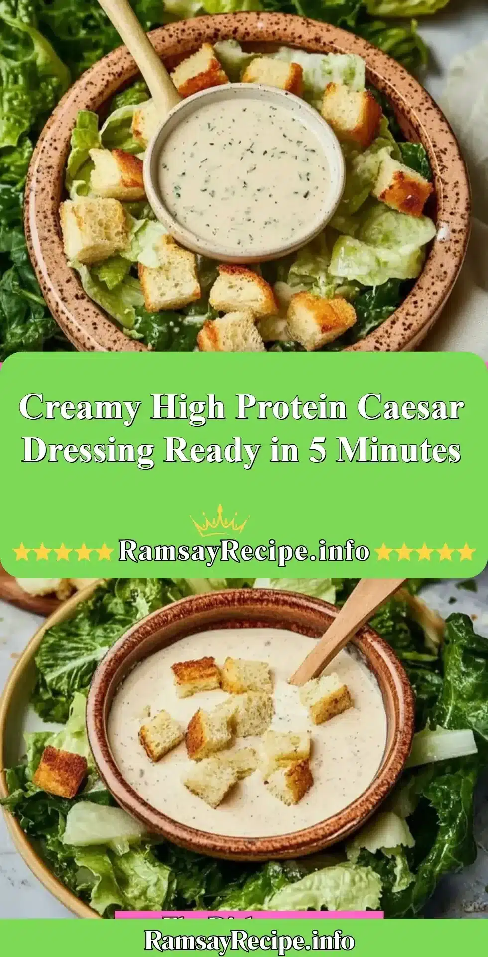 Creamy high protein Caesar dressing ready in 5 minutes