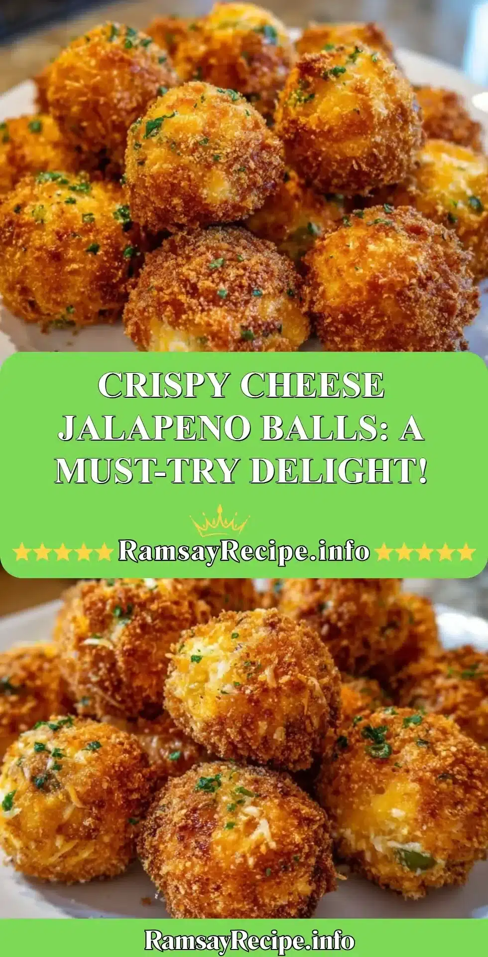Crispy cheese jalapeno balls served as a delicious snack.