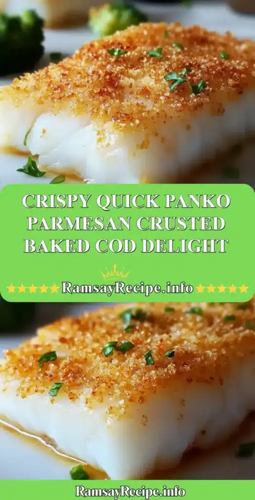 Crispy Panko Parmesan Crusted Baked Cod served on a plate