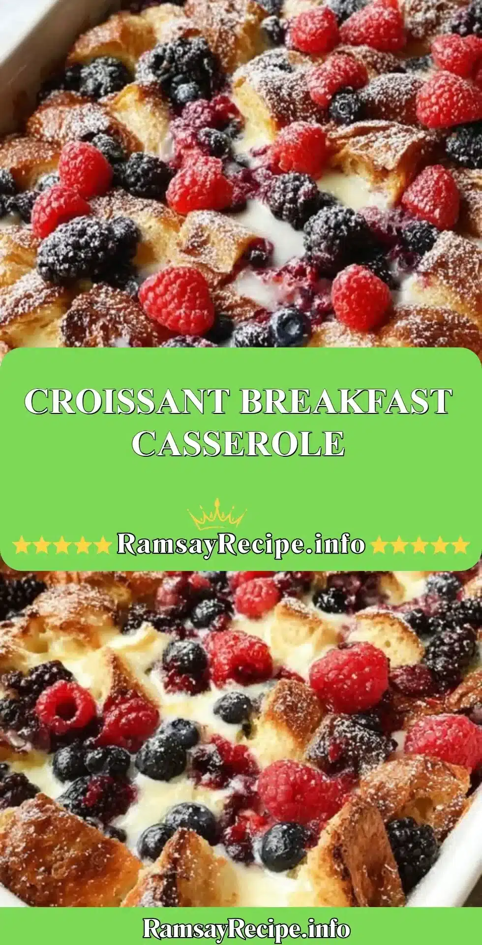 Croissant Breakfast Casserole 2 Delicious croissant breakfast casserole topped with cheese and herbs