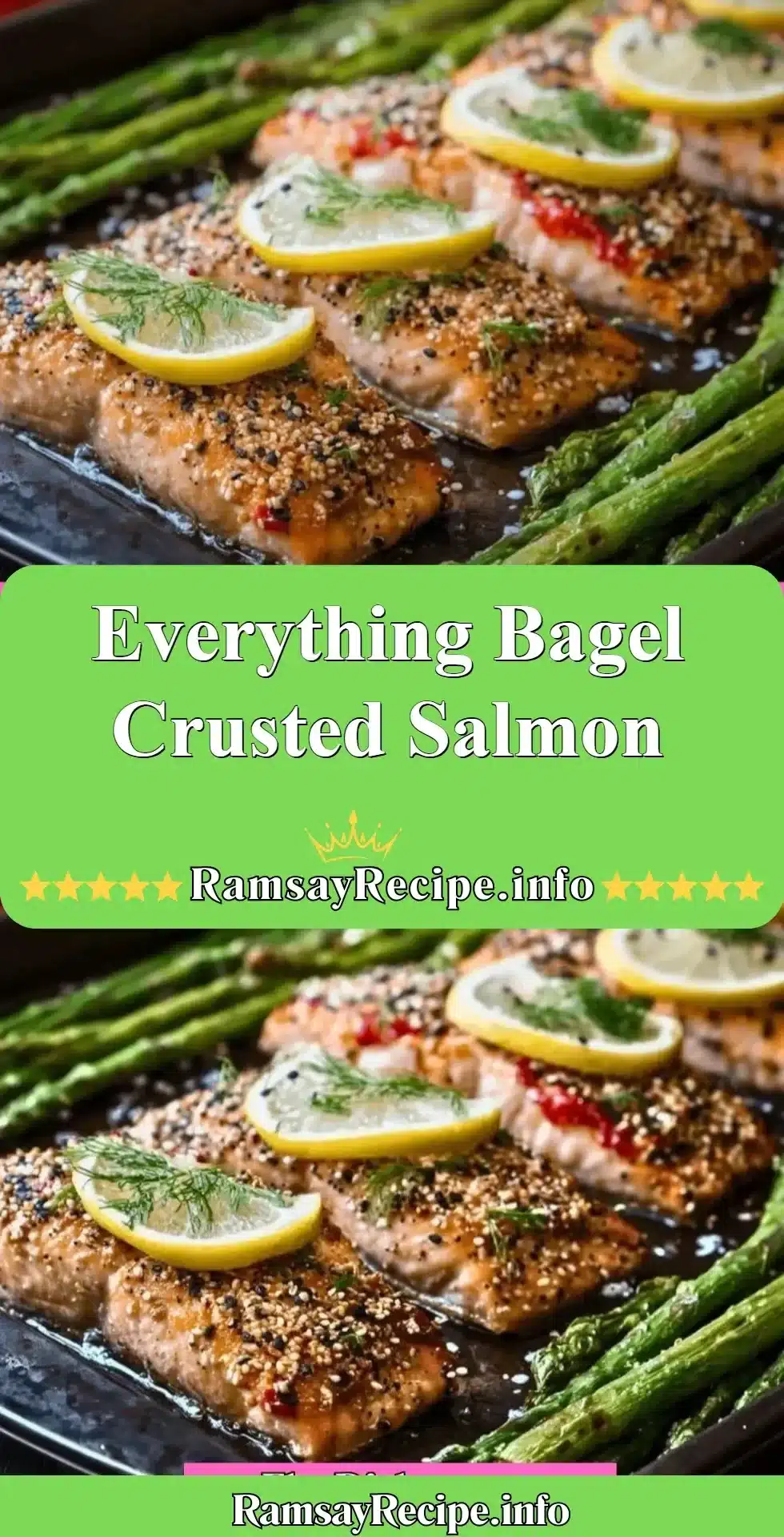 Everything Bagel Crusted Salmon with seasoning on a plate