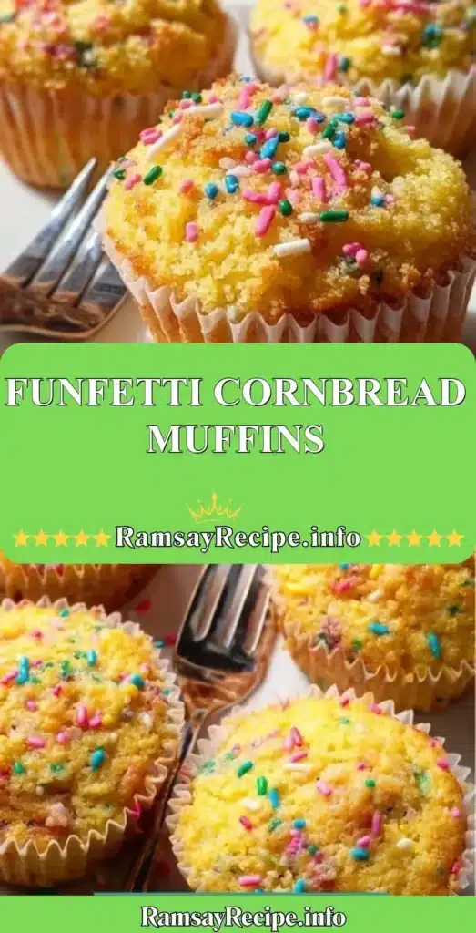 Funfetti cornbread muffins with colorful sprinkles on top