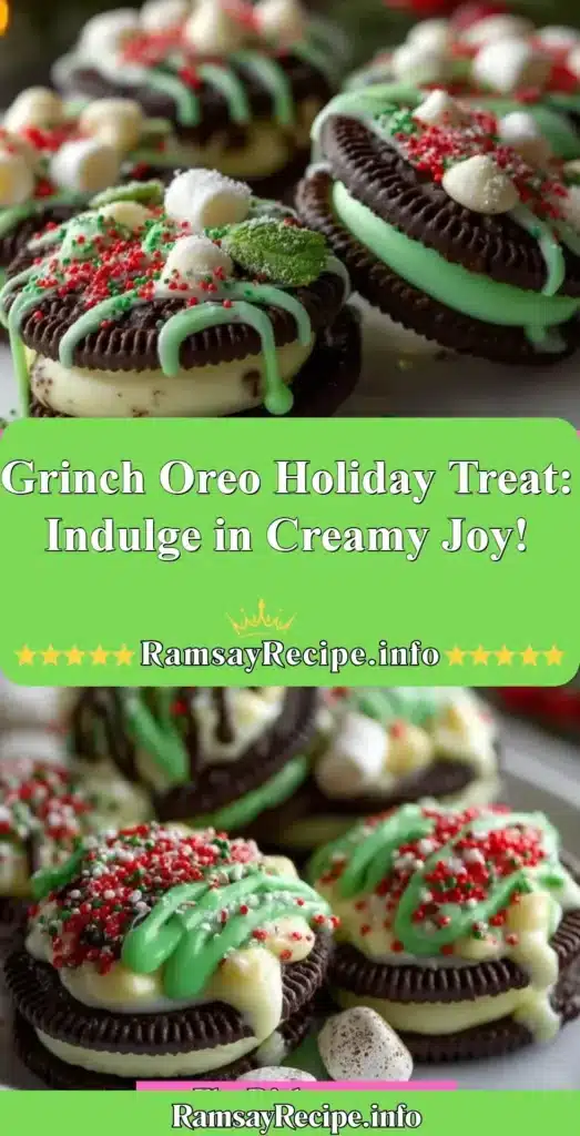 Grinch Oreo holiday treat with creamy filling and festive design.