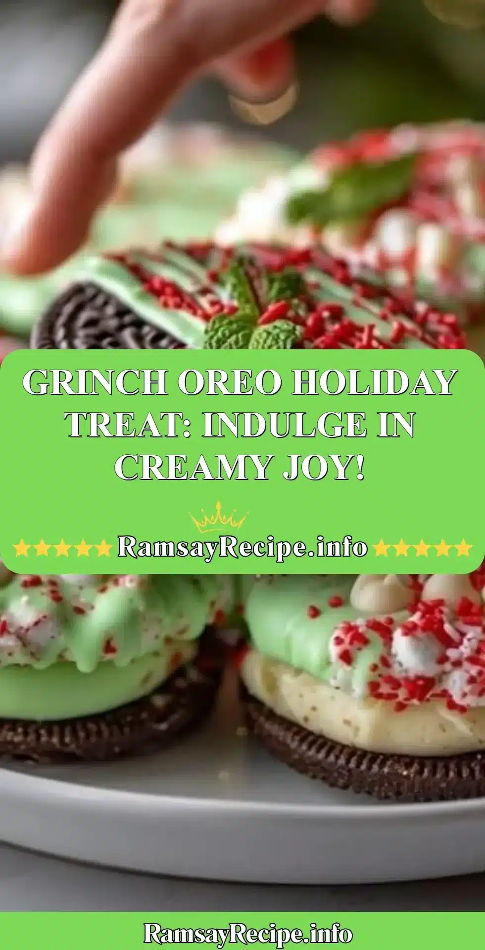 Grinch Oreo holiday treat featuring festive green cream filling.