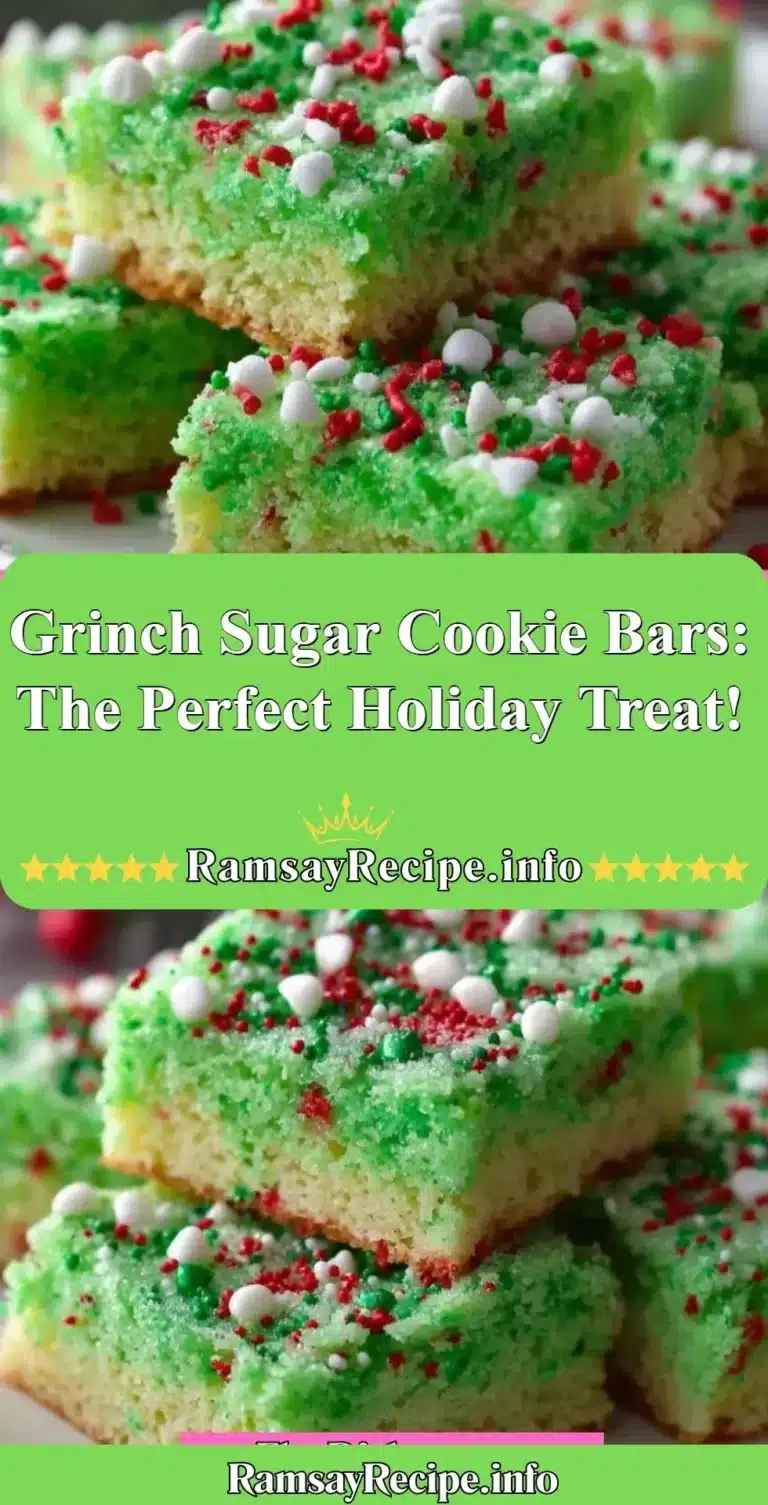Grinch Sugar Cookie Bars decorated for the holidays with festive green and red icing