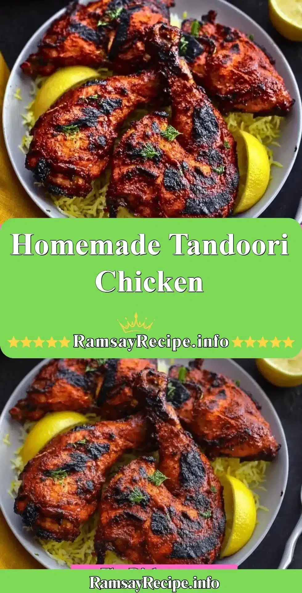 Plate of homemade tandoori chicken with spices and herbs