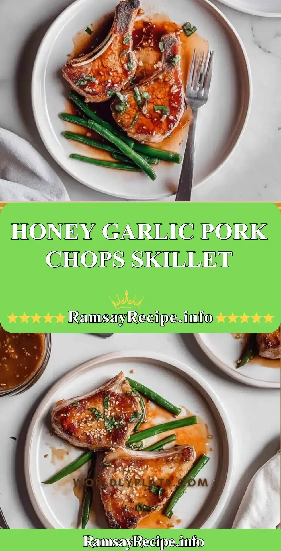 Honey Garlic Pork Chops Skillet Recipe with Glazed Chops and Fresh Ingredients
