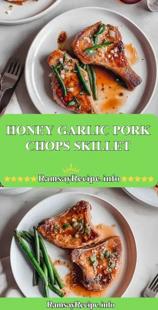 Delicious honey garlic pork chops skillet dish on a table