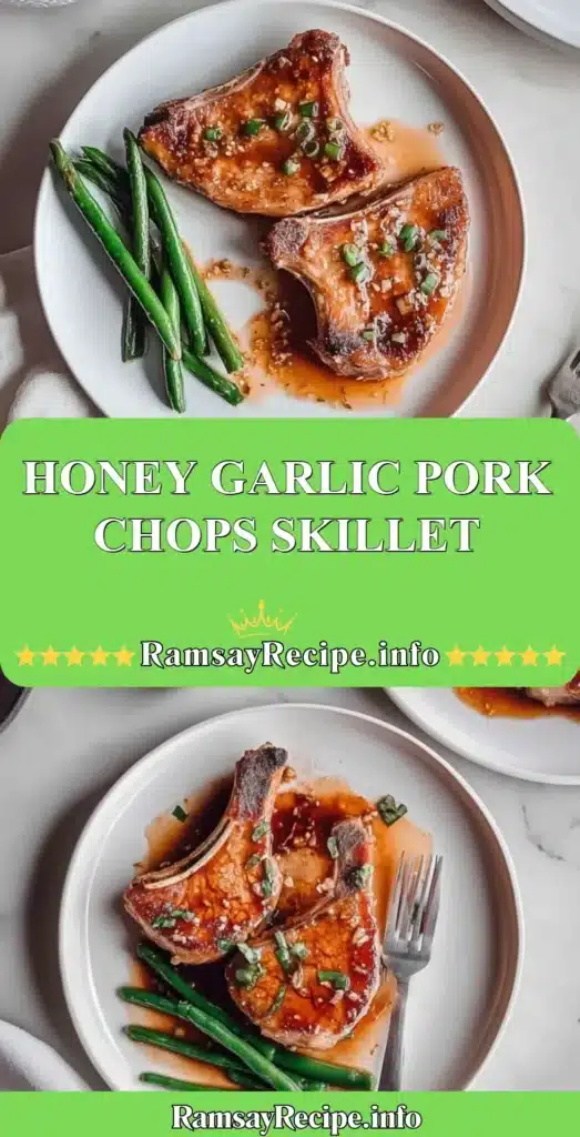 Honey Garlic Pork Chops Skillet with delicious glaze and garnished herbs
