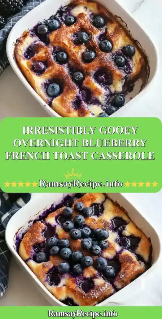 Irresistibly gooey overnight blueberry French toast casserole topped with berries.