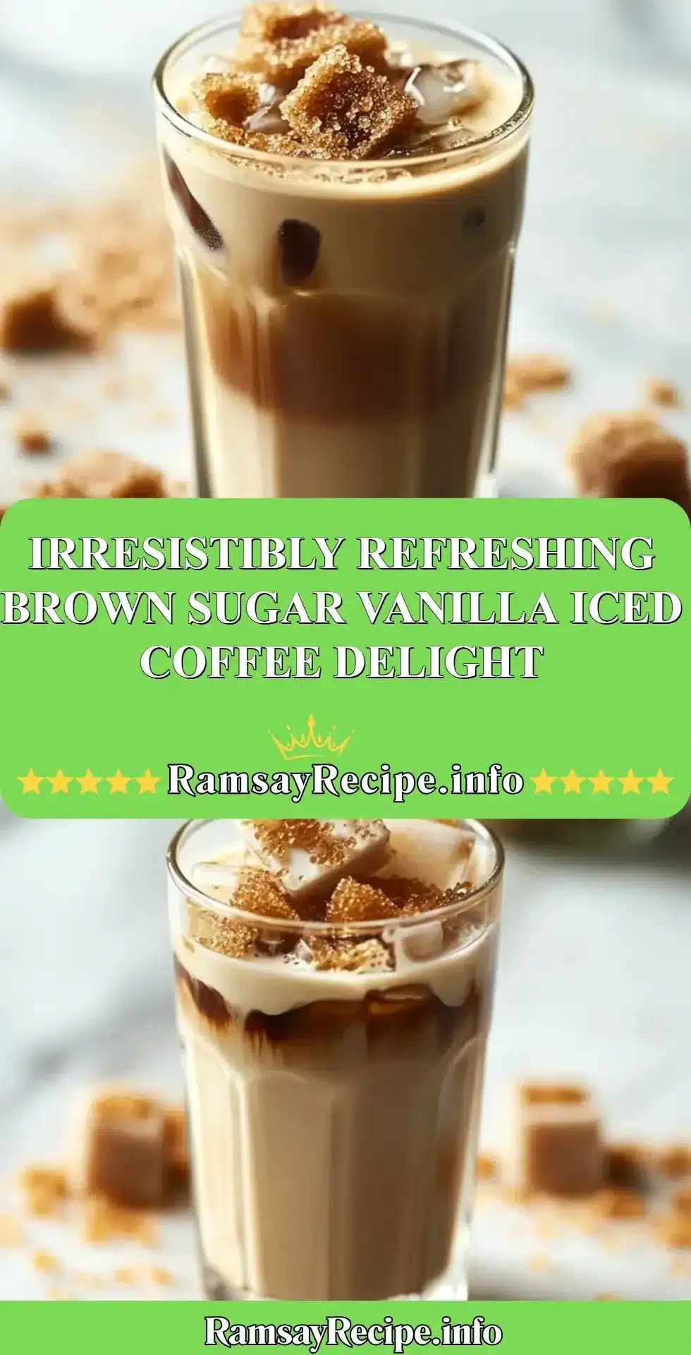 Refreshing Brown Sugar Vanilla Iced Coffee in a glass with ice