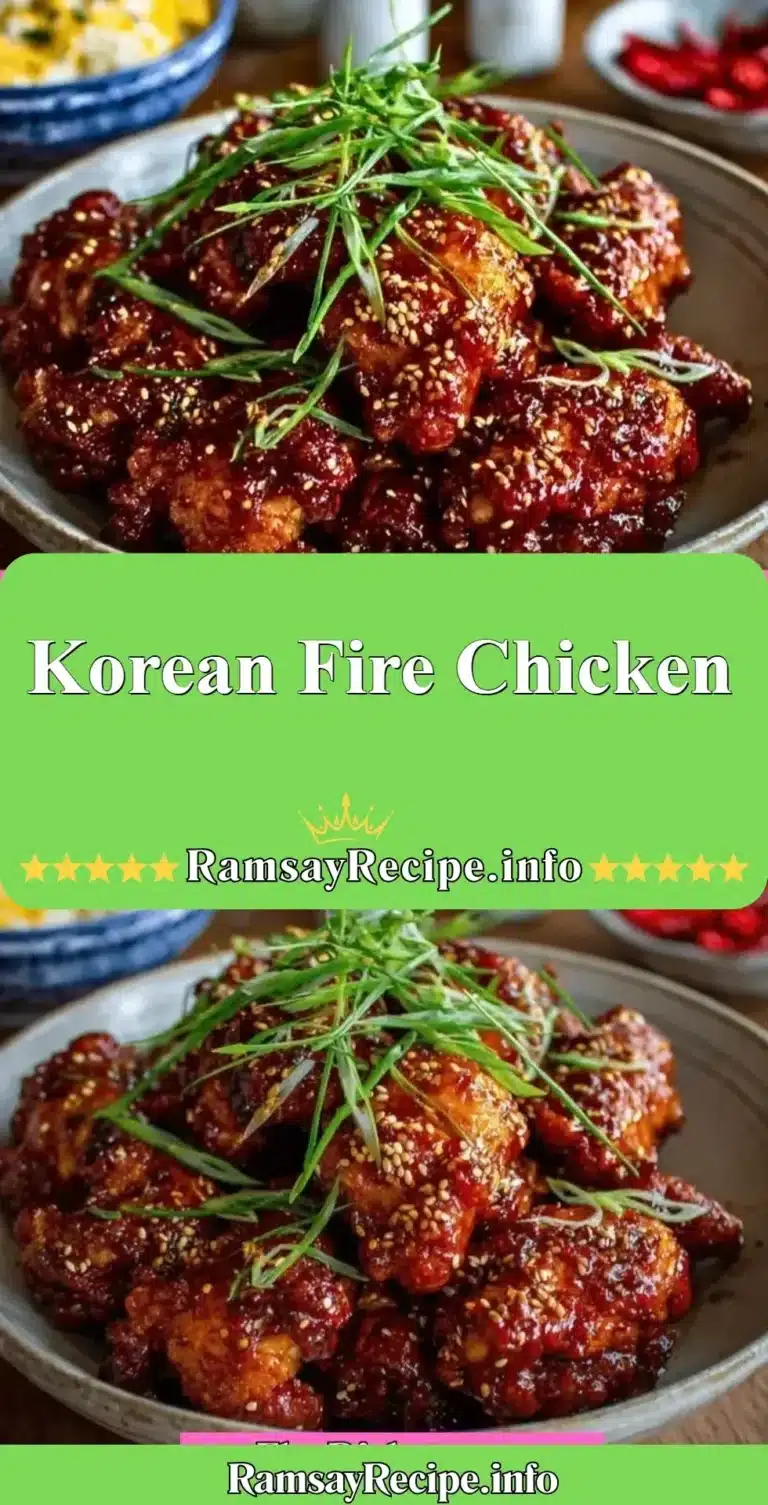Spicy Korean Fire Chicken garnished with vegetables and sesame seeds