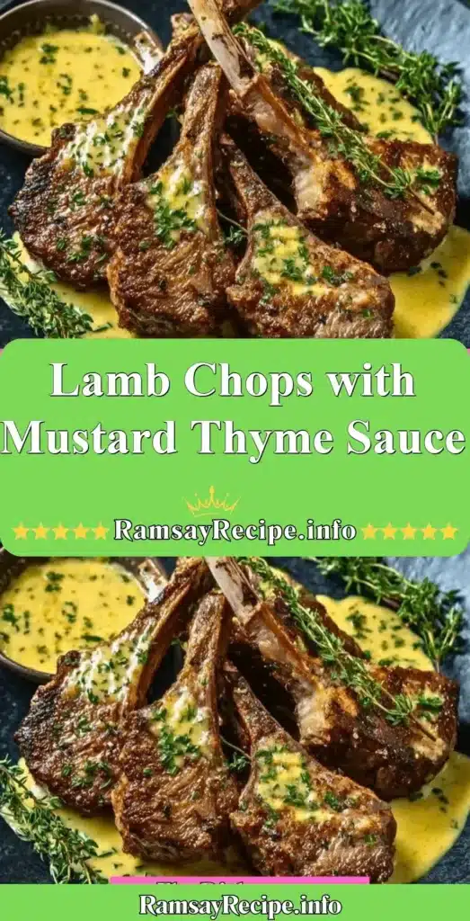 Lamb chops served with mustard thyme sauce on a plate