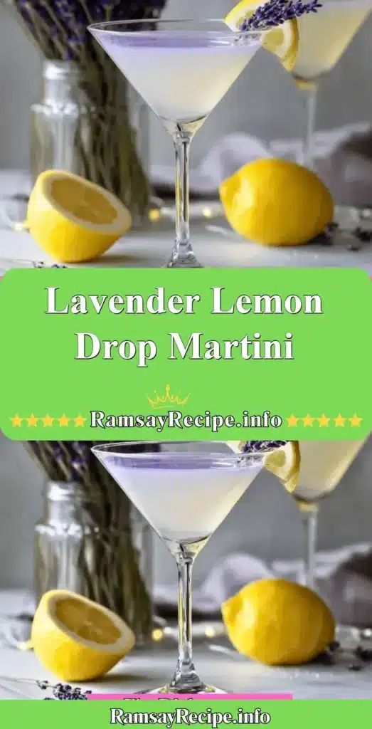 Lavender Lemon Drop Martini garnished with lemon and lavender sprigs