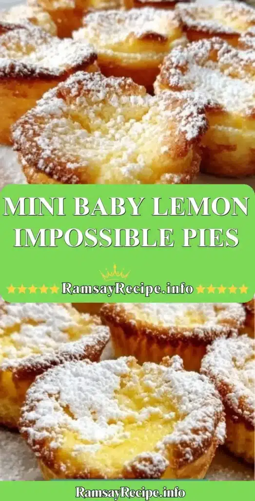 Mini baby lemon impossible pies with a golden crust and creamy lemon filling