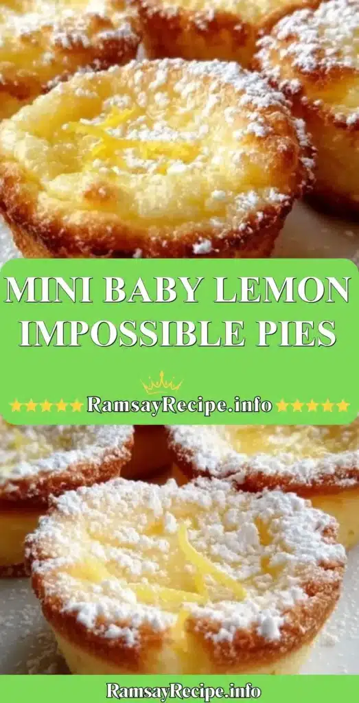 Mini Baby Lemon Impossible Pies served on a plate with fresh lemon slices.