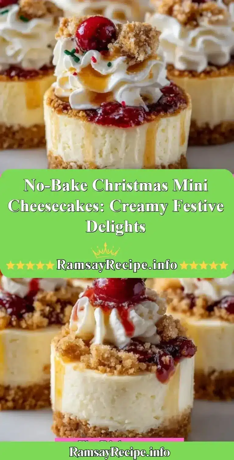 No-bake Christmas mini cheesecakes topped with festive decorations