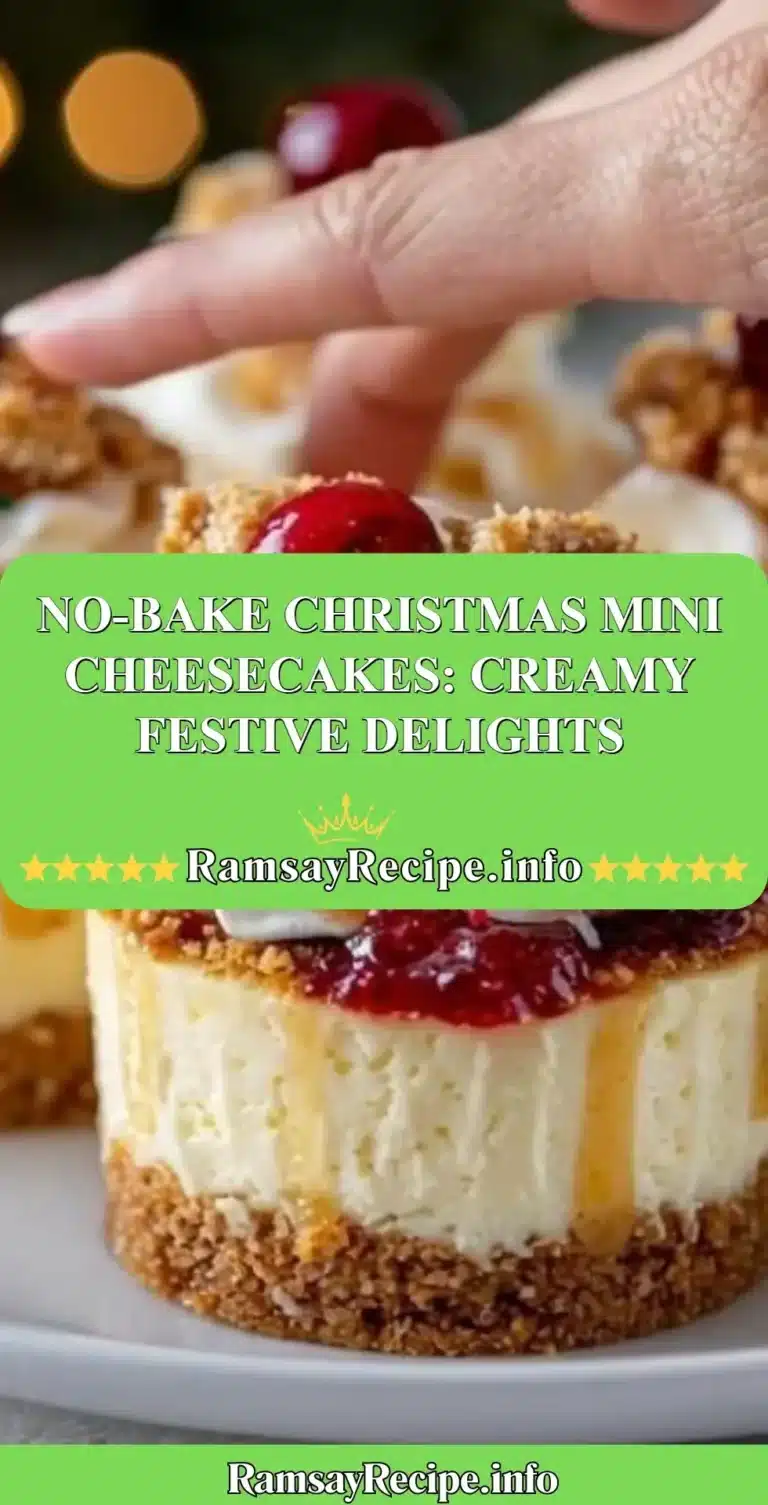 Delicious no-bake Christmas mini cheesecakes topped with festive decorations