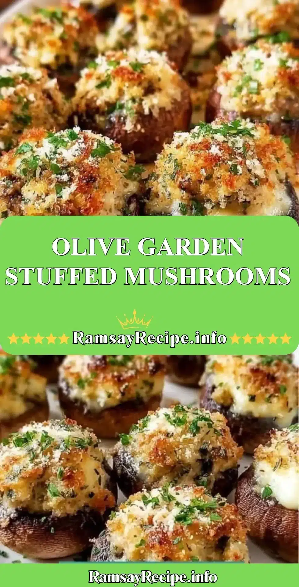 Delicious Olive Garden stuffed mushrooms served in a rustic bowl