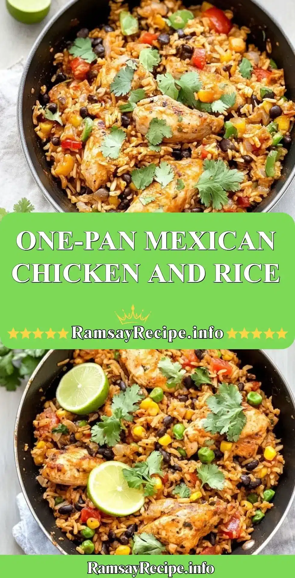 One-Pan Mexican Chicken and Rice meal with vibrant ingredients