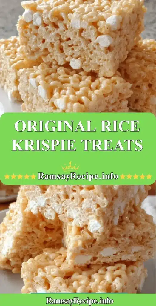 Homemade Original Rice Krispie Treats with melted marshmallows and crispy rice cereal