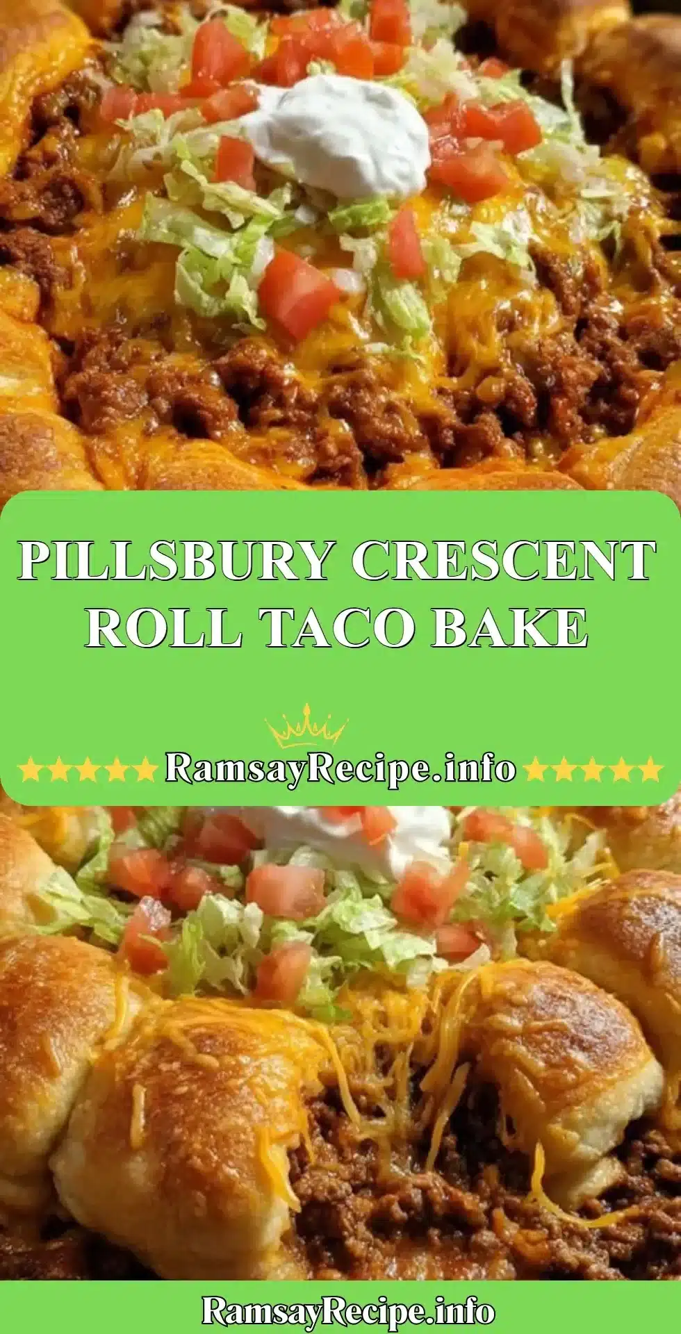 Pillsbury Crescent Roll Taco Bake served with toppings and garnishes