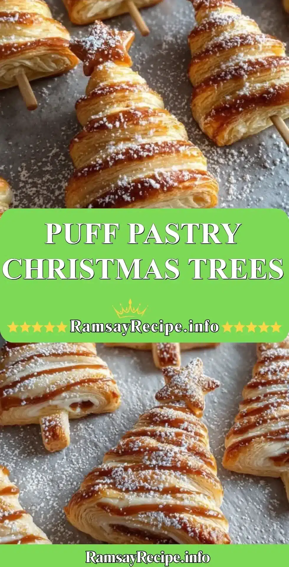 Puff Pastry Christmas Trees decorated for festive celebrations