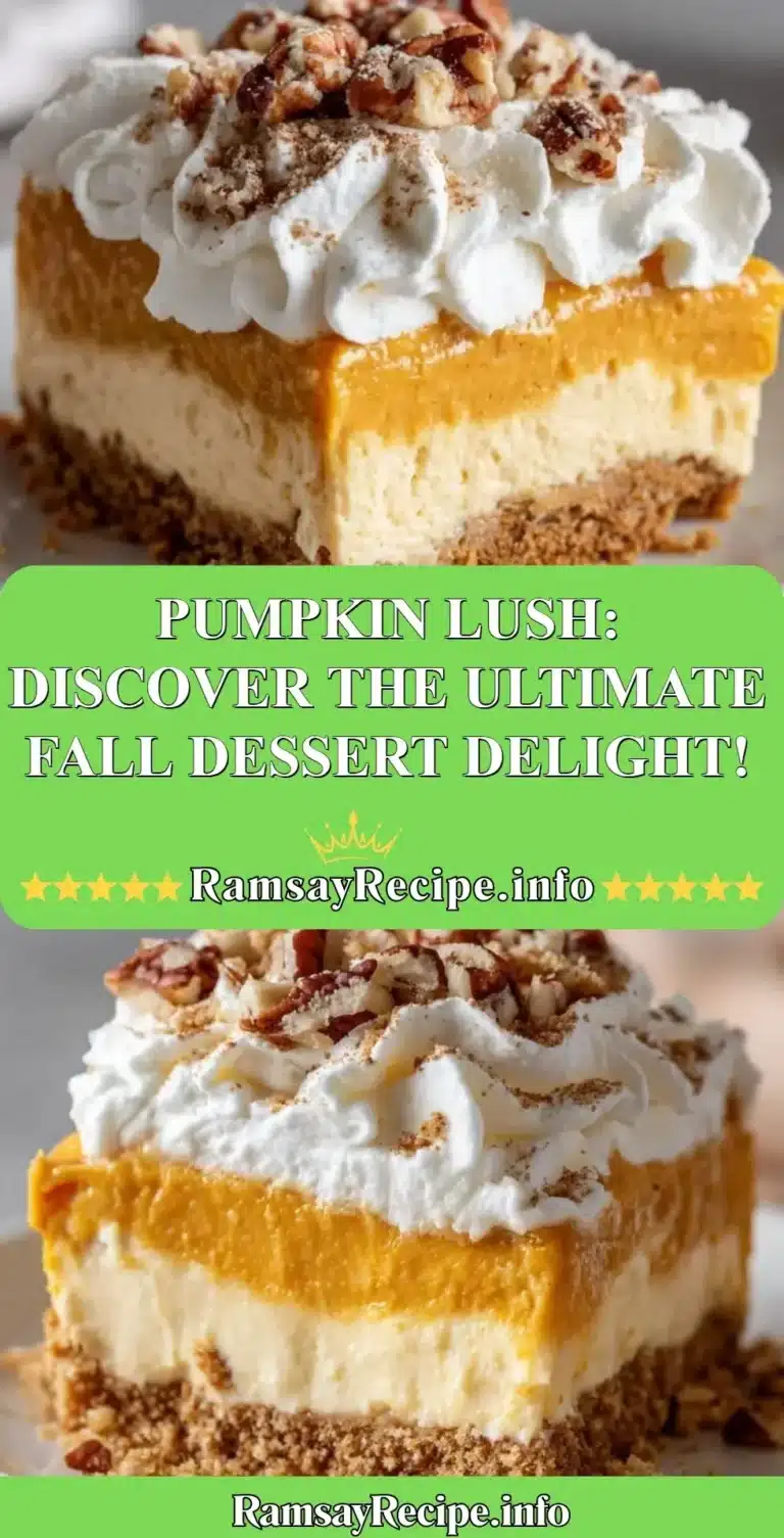 Delicious Pumpkin Lush dessert layered with cream and pumpkin spice for fall