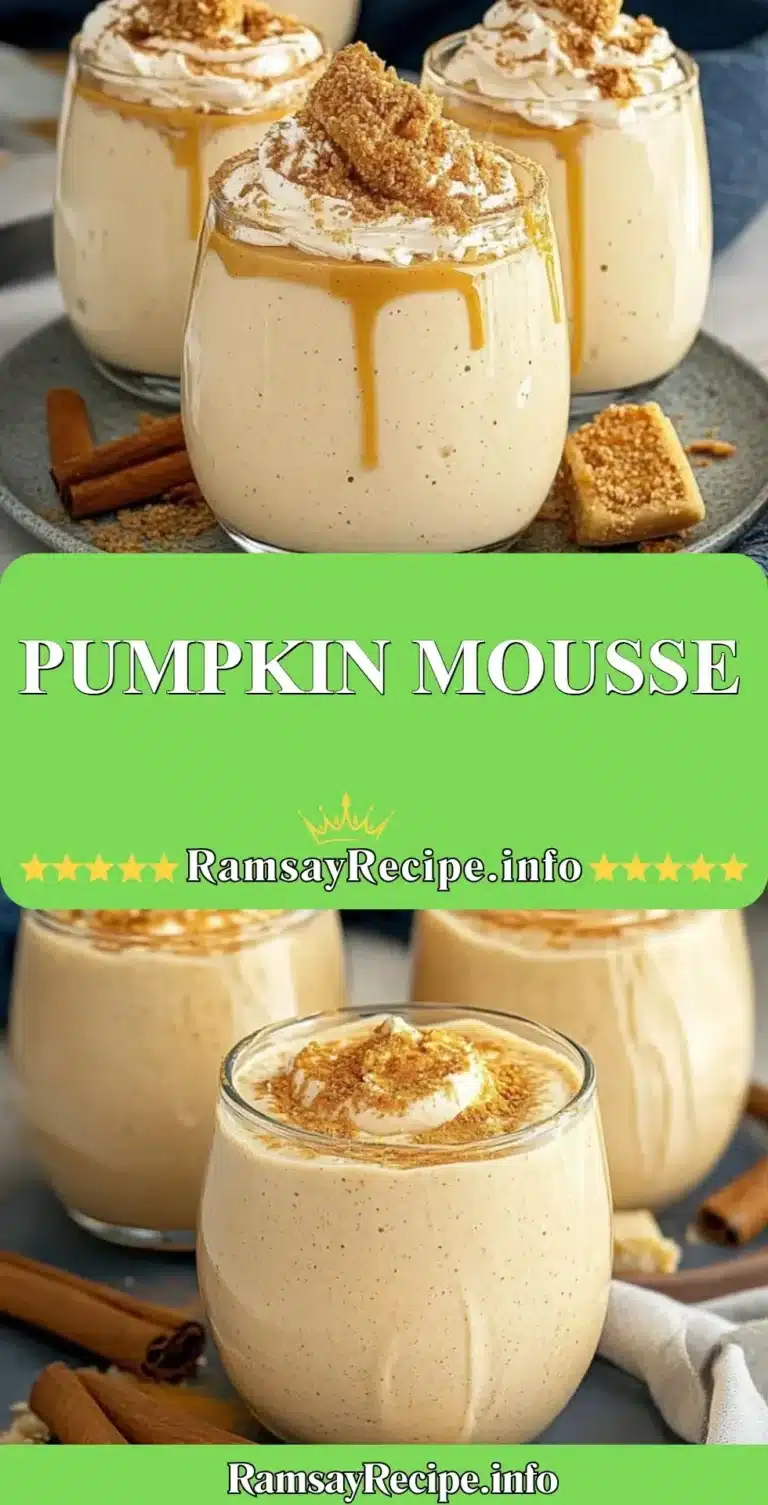 Pumpkin Mousse 5 Delicious pumpkin mousse served in a decorative bowl with a sprinkle of cinnamon.