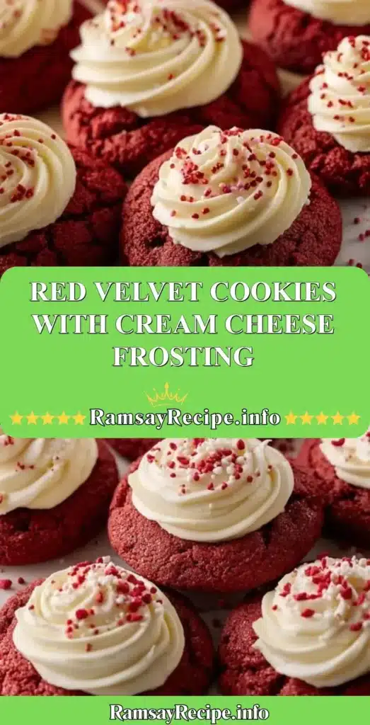 Red velvet cookies with cream cheese frosting on a plate