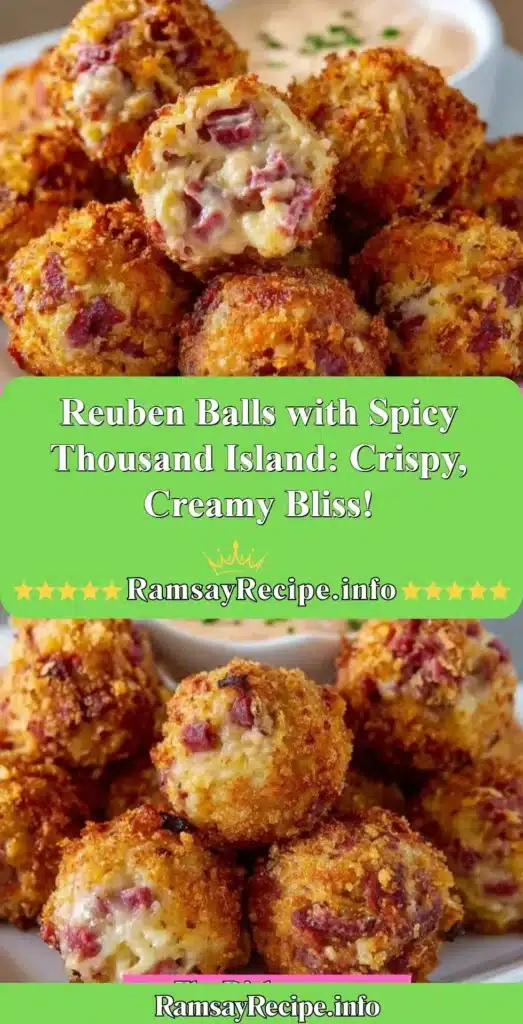 Crispy Reuben Balls served with spicy Thousand Island dressing
