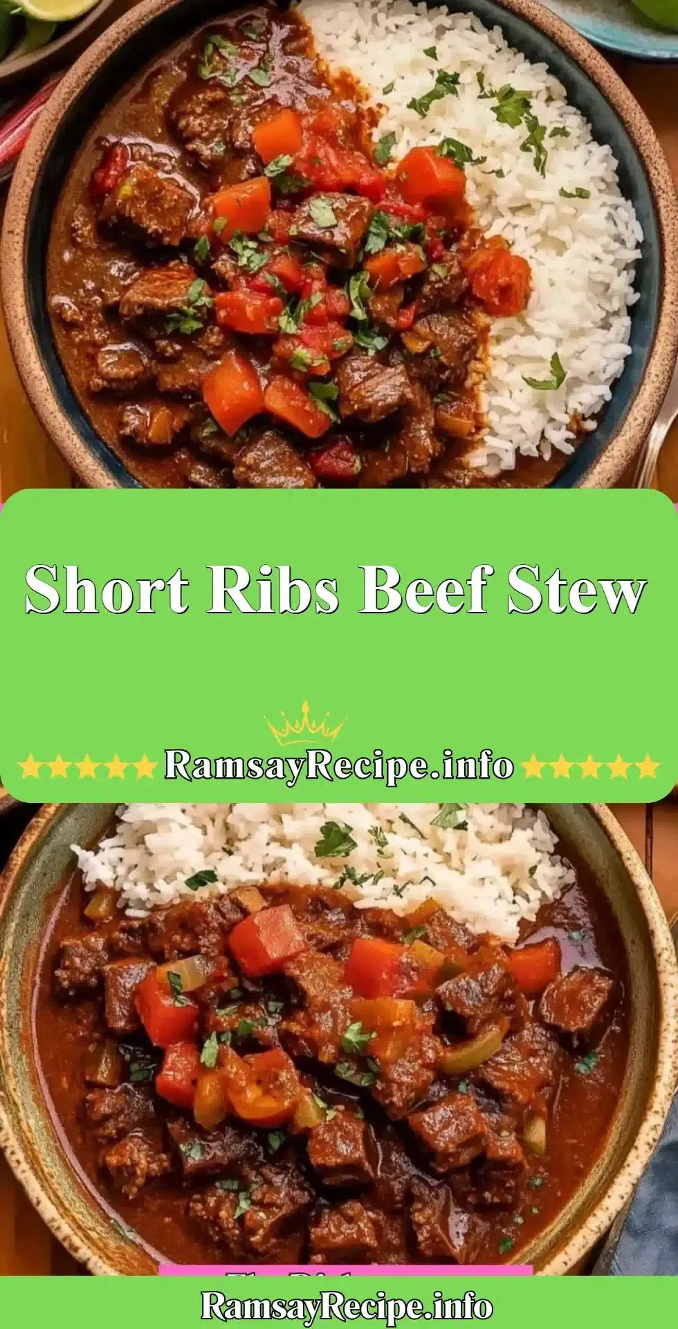 Delicious Short Ribs Beef Stew served in a bowl with fresh herbs