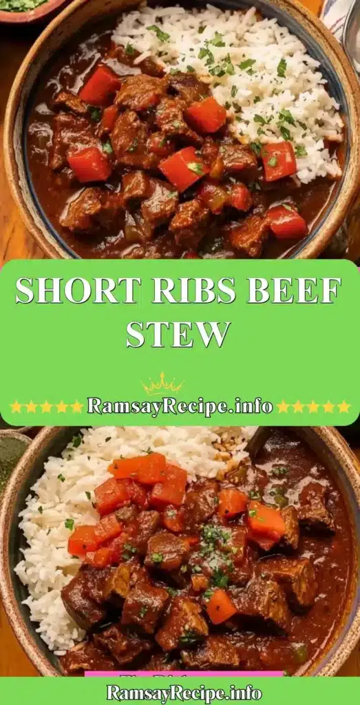 Delicious Short Ribs Beef Stew served in a bowl with vegetables