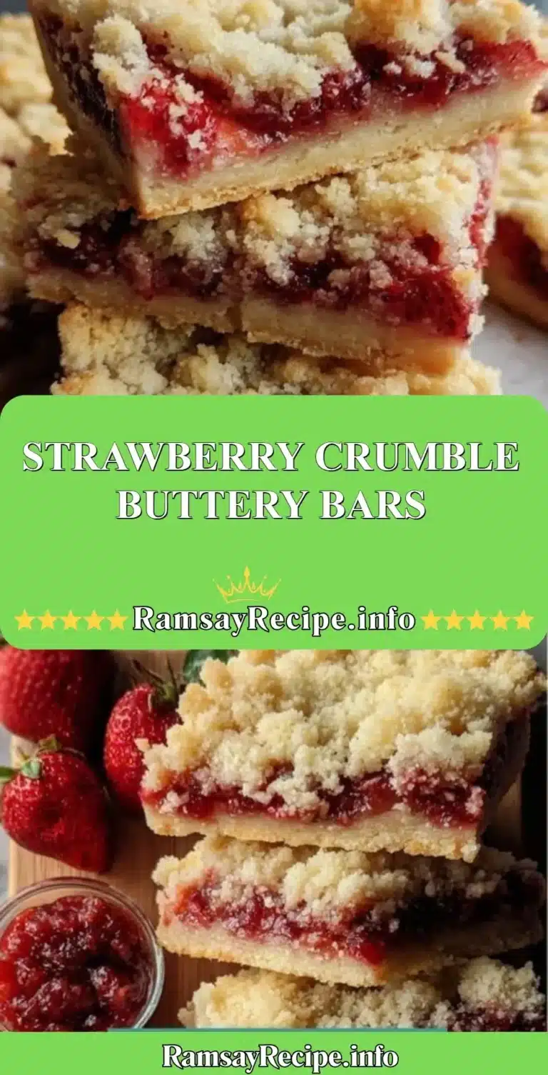 Delicious strawberry crumble buttery bars with a crispy topping