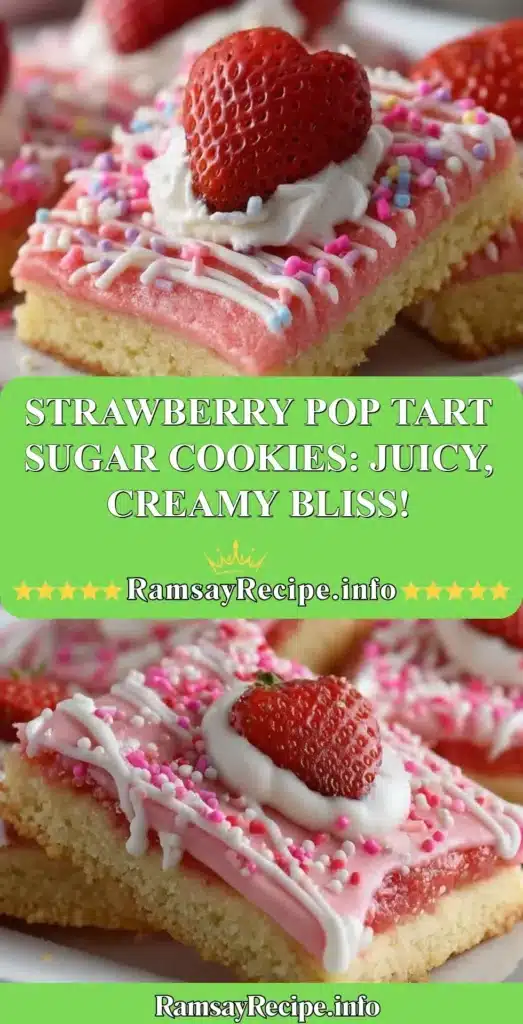 Strawberry Pop Tart Cookies with vibrant red filling and creamy icing topping